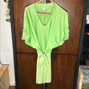 Diane Von Furstenberg soft lime green belted dress
